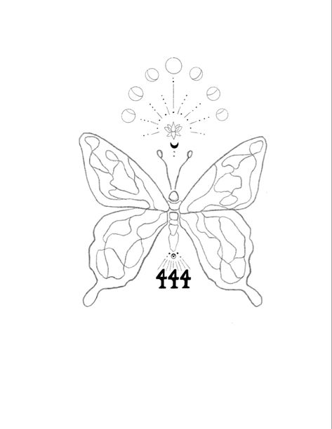 Like drawing dainty small black and white butterfly celestial design moon phases single needle tattoo lotus flower Butterfly And Moon Phases Tattoo, 444 Moon Tattoo, 444 Butterfly Tattoo Ideas, 444 Tattoo With Flowers, Butterfly Moon Phases Tattoo, Lotus Flower Butterfly Tattoo, 444 With Butterfly Tattoo, Baddie Butterfly Tattoo, Spiritual Butterfly Tattoo