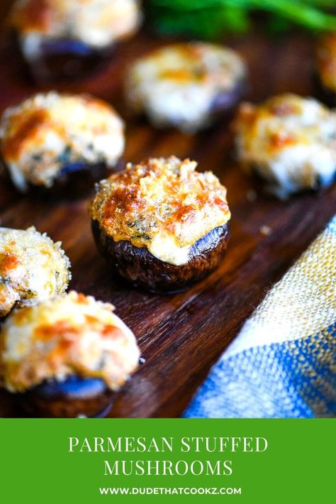 Parmesan Stuffed Mushrooms, Mushroom Appetizers, Stuffed Mushroom, How To Cook Mushrooms, Italian Appetizers, Appetizer Bites, Favorite Appetizers, Mushroom Recipes, Savoury Dishes