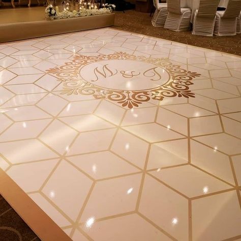 Gloss dance floor with logo Fairy Light Dance Floor, Light Dance Floor, Cinderella Quinceanera Themes, Dance Floor Vinyl, Outdoor Dance Floors, Church Reception, Plant Styling, Wedding Ceiling, Floor Designs