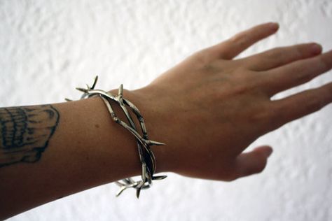 Crown of Thorns Bracelet   White Bronze by theBEAline on Etsy, $300.00 Thorn Jewelry, Art Jewelry Contemporary, Crown Of Thorns, Funky Jewelry, Santa Baby, Who Cares, Alternative Outfits, Dream Jewelry, Jewelry Inspo