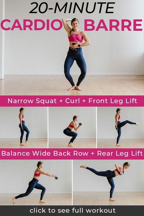 15-Minute Barre Workout: Cardio Barre At Home | barre | barre workout | 20 minute workouts | cardio barre workout | at home workouts || Nourish Move Love #barreworkout #athomeworkouts Best Barre Moves, Barre Blend Workout, Yoga Barre Workout, Cardio Yoga Workout At Home, At Home Barre Workout, Barre Sequence, Barre At Home, Barre Workout At Home, Barre3 Workout