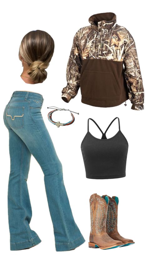 Cheap Country Jeans, Rodeo Outfits For Women Winter, Sweatpants Country Outfit, Country Outfits With Sweatpants, Real Country Girl Outfits, Winter Country Outfits, Comfy Country Outfits For School, Country Girl Outfits, Country Outfits Women