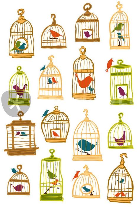 "Bird Cages" Graphics/Illustration art prints and posters by sheena hisiro - ARTFLAKES.COM Bird Cages, Art And Illustration, Bird Illustration, School Art, Birds Of Paradise, Bird Cage, Bird Art, Love Birds, Beautiful Birds