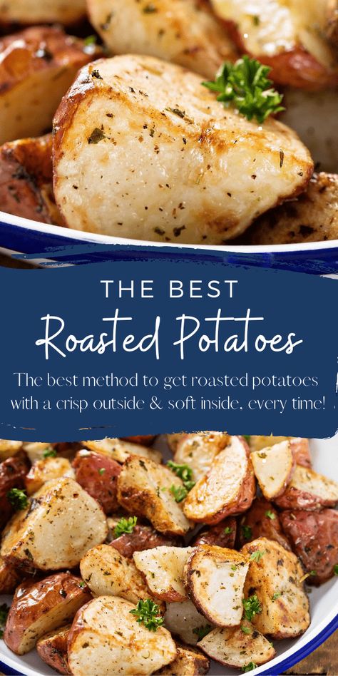 Sharing my easy method for the BEST Oven Roasted Potatoes with tons of flavor, a crisp outside and soft, fluffy inside! #Potatoes #OvenRoastedPotatoes #RoastedPotatoes #SideDish #EasySideDish #PotatoRecipes Best Oven Roasted Potatoes, Red Potato Recipes, Novice Chef, Garlic Roasted Broccoli, Herb Roasted Potatoes, Healthy Potatoes, Roasted Red Potatoes, Oven Roasted Potatoes, Slow Cooked Meat