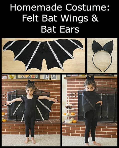 Homemade Halloween Costumes: Felt Bat Wings & Ears (with 3 Different Variations) - Buggy and Buddy Diy Bat Costume, Kids Bat, Felt Bat, Halloween Costumes You Can Make, Bats For Kids, Bat Ears, Bat Costume, Homemade Costume, Fiesta Tropical