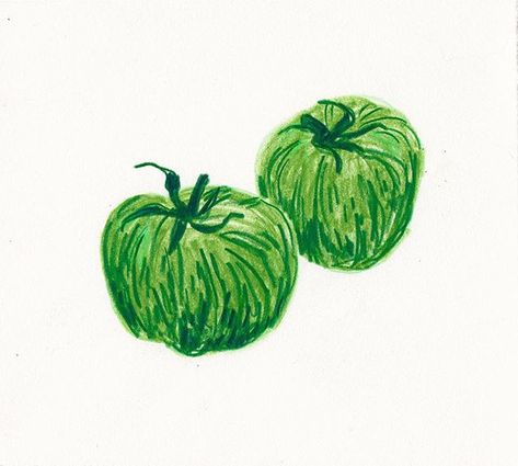 Farmers Market Produce, Art Appliqué, Green Tomatoes, Food Drawing, Pattern Illustration, Food Illustrations, Oil Pastel, Farmers Market, Painting Inspiration