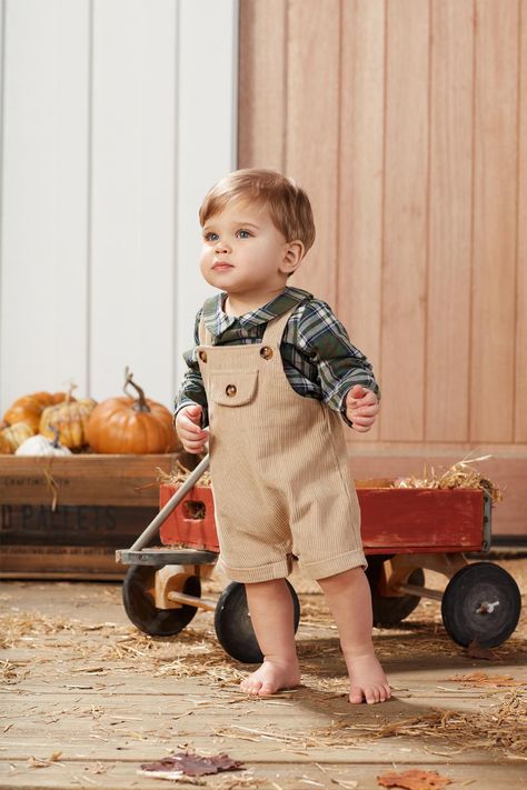 Outfit For Thanksgiving, Baby Fall Fashion, Collard Shirt, Pie Shop, Fall Baby Clothes, Baby Overall, Fall Plaid, Fall Baby, Fall Kids