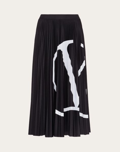 VLogo Signature Pleated Jersey Skirt Pleated Skirts Street Style, Mode Monochrome, Skirts Street Style, Brocade Skirt, Couture Skirts, Pleated Chiffon Skirt, Twill Skirt, Valentino Red, Jersey Skirt