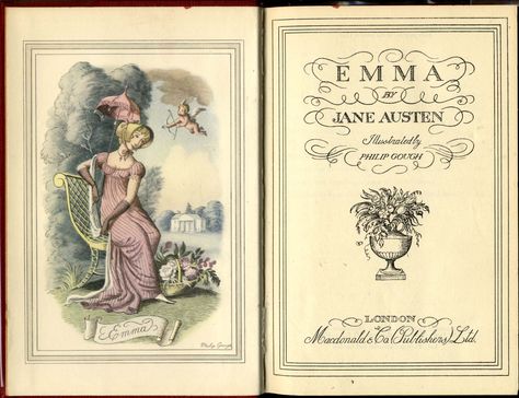 EMMA - Philip Gough illust. https://www.fulltable.com/vts/aoi/g/emma/a.htm Vintage Poems, Jane Austen Mansfield Park, Classics Illustrated, Emma Jane Austen, Jane Austen Novels, Mansfield Park, English Novels, Becoming Jane, Jane Austin