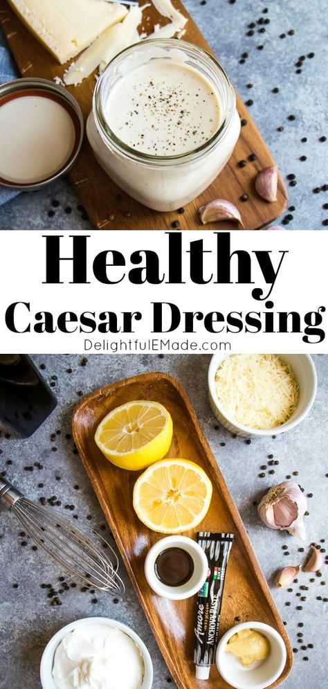 Healthy Caesar Dressing - The BEST Homemade Caesar Dressing recipe! Caesar Salad Dressing Greek Yogurt, Low Carb Caesar Salad Dressing, Easy Ceasar Salad Dressing Greek Yogurt, Healthy Low Cal Ceaser Dressing, Low Fat Caesar Salad Dressing, Low Fat Caesar Dressing, Homemade Healthy Ceaser Dressing, Greek Yogurt Ceasar Dressing, How To Make Real Ceasar Dressing