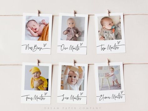 First Birthday Monthly Photo Banner, Milestone Birthday Photo Display, First Birthday Display Photos, A Year Of You First Birthday, Over The Years Photo Display, Milestone Picture Display First Birthdays, Month Banner 1st Birthdays, 1st Birthday Monthly Photo Display, One Year Photo Display