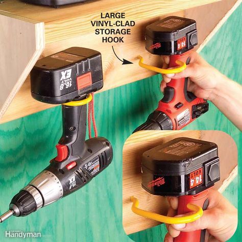 Cordless Tool Storage, Small Garage Organization, Tool Storage Ideas, Gladiator Garage, Drill Holder, Small Garage, Dog House Diy, Workshop Ideas, Garage Cabinets