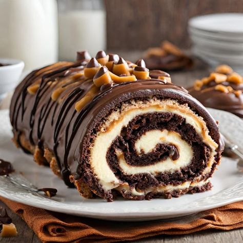 Cup Chocolate Cake, Chocolate Cake Roll, Sponge Cake Roll, Caramel Apple Cake, Cake Roll Recipes, Turtle Cake, Chocolate Lava Cake, Peanut Butter Filling, Peanut Butter Cup