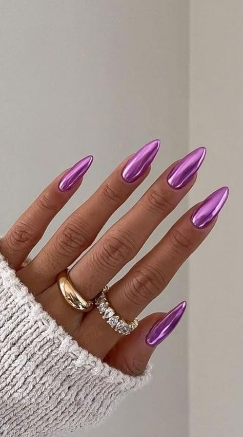 Trending Nails 2024 Summer, Purple And Red Nails, Purple Chrome Nails, Uñas Aesthetic, Pink Chrome Nails, Turquoise Nails, Chrome Nails Designs, January Nails, Fancy Nails Designs