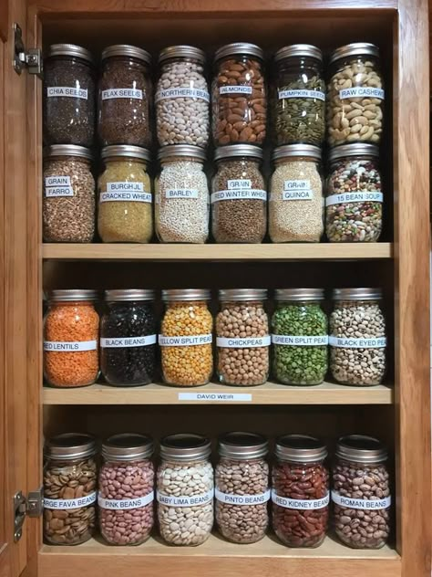 Jar Pantry, Jar Food Storage, Kilner Jar Pantry, Glass Jar Food Storage, Pantry Glass Jars Food Storage, Harvest Storage, Vegan Pantry, Pantry Organisation, Food Pantry Organizing