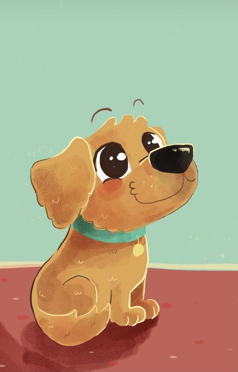 Cartoon Dog Illustration, Puppy Illustration Cute, Dog Character Illustration, Smiling Dog Illustration, Golden Retriever Illustration Cartoon, Dog Draw, Brown Dog Illustration, Kids Branding Design, Cute Dog Cartoon