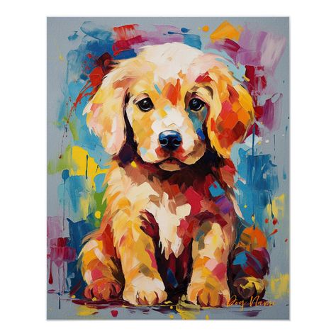 Cute Golden Retriever, 3d Art Drawing, Oil Color, Dogs Golden Retriever, My Themes, Retriever Dog, Dog Paintings, Punch Needle, Dog Puppy