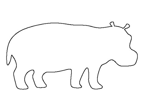 Hippo pattern. Use the printable outline for crafts, creating stencils, scrapbooking, and more. Free PDF template to download and print at http://patternuniverse.com/download/hippo-pattern/ Hippo Template Free Printable, Animal Outlines Templates, Hippo Template, Hippo Outline, Hippo Crafts, Hippo Pattern, Printable Outline, Coloring Crafts, Animal Outline