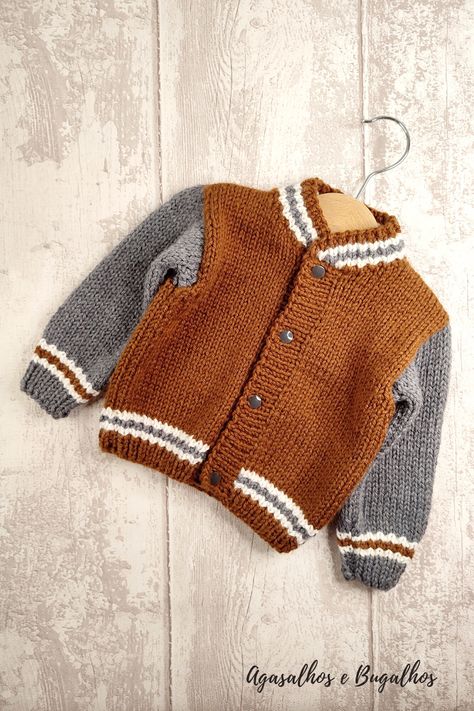 Back to School Kids Jacket Knitting Pattern | Knit Tutorial | Varsity Jacket | Letterman Cardigan | Kids Coat Pattern, Knit Tutorial, Knitting Kids, Kids Sweater Pattern, Knitting Patterns Boys, Kids Knitting Patterns, Boys Cardigans, Pull Bebe, Back To School Kids