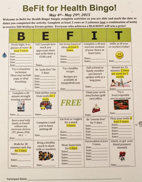 Have you ever played BeFit for Health Bingo?  This game is part of the La Posada employee wellness program. Tops Program Ideas, Health Challenges For Work, Wellness Bingo Ideas, Healthy Habits Bingo, Health Events Ideas, Wellness Bingo Free Printable, Work Health Challenge Ideas, Employee Health And Wellness Ideas, Wellness Fair Booth Ideas