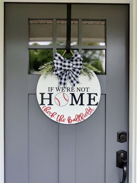 Baseball Door Signs, Baseball Door Hangers, Door Hanger Bows, Softball Door Hanger, Baseball Wreath, Hockey Decor, Softball Season, Wreath Door Hanger, Door Signs Diy