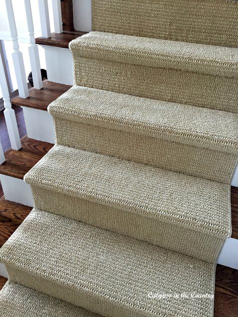 A Sisal Substitute for the Stairs Farmhouse Carpet Ideas, Carpeted Staircase, Staircase Carpet Runner, Stairway Carpet, Farmhouse Carpet, Carpeted Stairs, Carpet Staircase, Flower Carpet, Staircase Runner