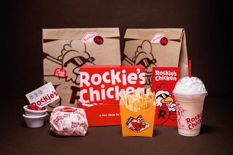 (82) Rockie’s Chicken – Packaging Of The World Food Logo Design Inspiration, Ayam Bakar, Smash Burger, Creating Characters, Food Packaging Design, Packaging Labels Design, Logo Restaurant, Logo Food, Creative Packaging Design