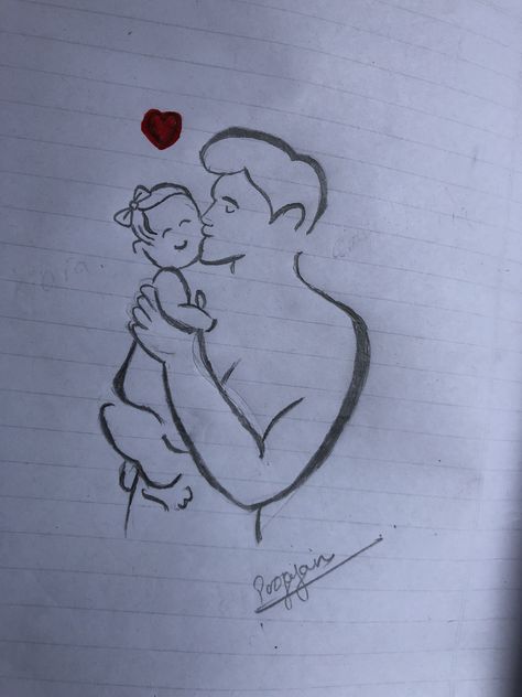 Father’s love is boundless Fathers Day Drawings Ideas Easy, Father Drawing Easy, Father Daughter Drawing Sketches, Father Daughter Drawing, Father And Daughter Drawing, Father's Day Drawings, Dad Drawing, Drawing Happy, Pencil Sketches Easy