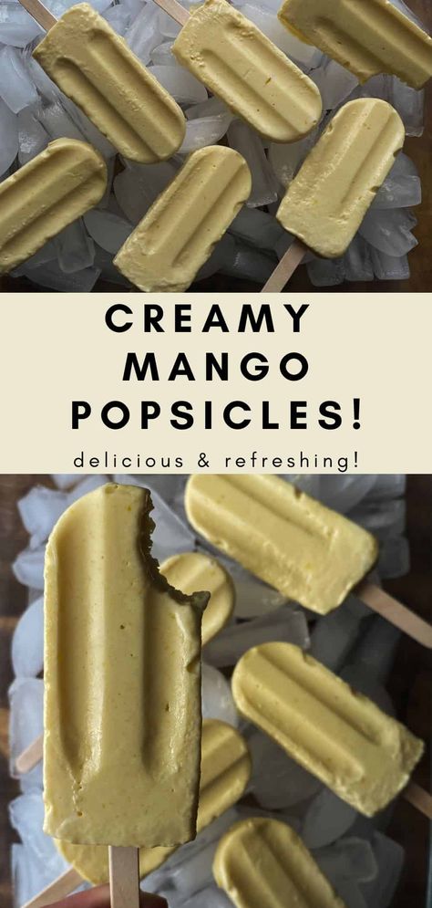 Creamy Mango Popsicles, Popsicle Business, Making Popsicles, Mango Popsicle Recipes, Creamy Popsicles, Mango Popsicles, Nourishing Recipes, Ice Cream Popsicle, Homestead Kitchen