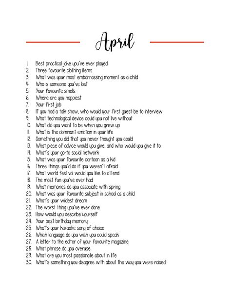 Healing Writing, April Writing Prompts, April Holidays, April Writing, Empty Journal, 30 Day Writing Challenge, Lightbulb Moment, A6 Planner, Ancient Scripts