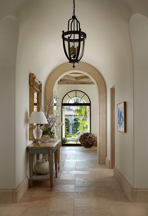 Example of a tuscan hallway design in Miami Tuscan Interior Design, Tuscan Interior, Interior Design Hallway, Design Hallway, Hallway Design, Floor Trim, Tuscan House, Vintage Interiors, House Inspiration