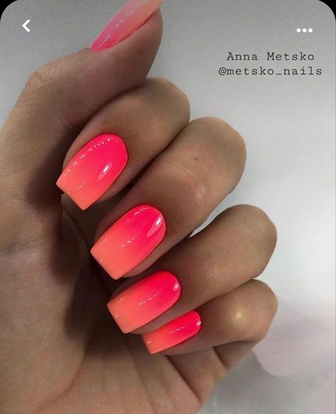 Love these colors for summer Coral Ombre Nails, Uñas Color Coral, Tropical Color Palette, Neon Coral Nails, Coral Pink Nails, Neon Nail Colors, Unghie Sfumate, Pink Blood, Nails Ombre