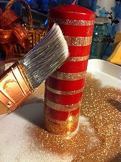 Special Candles, Decorate Candles, Glitter Candles, Easy Candles, Diy Glitter, Christmas Tablescape, Candle Craft, Modge Podge, Navidad Diy