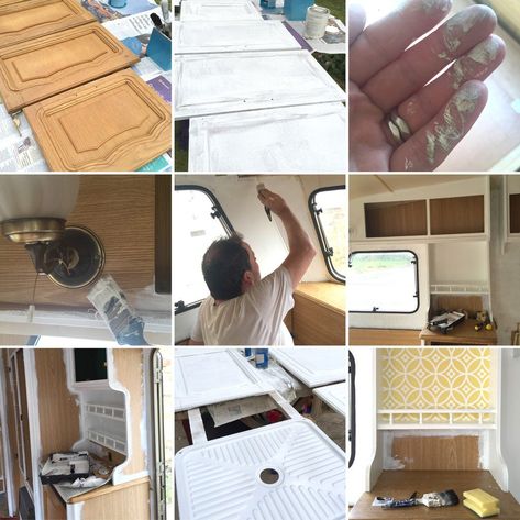 Caravan Renovation Before And After, Caravan Paint, Caravan Interior Makeover, Caravan Conversion, Diy Caravan, Motorhome Interior, Small Caravans, Caravan Home, Caravan Decor