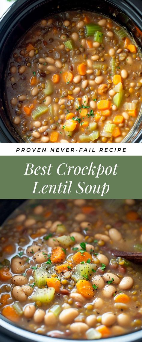 Image for Best Crockpot Lentil Soup Curry Lentil Soup Crockpot, Vegan Lentil Soup Crockpot, Slow Cooker Lentil Soup Recipes, Instapot Lentil Recipes, Crock Pot Lentil Recipes, Beef Lentil Soup Crockpot, Postpartum Slow Cooker Meals, Crockpot Lentil Soup Slow Cooker, Crock Pot Lentils