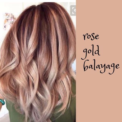 Blond Rose, Gold Balayage, Rose Gold Balayage, Hair Color Blonde Highlights, Gold Hair Colors, Bronze Hair, Hair Color Rose Gold, Super Hair, Hair Color Highlights