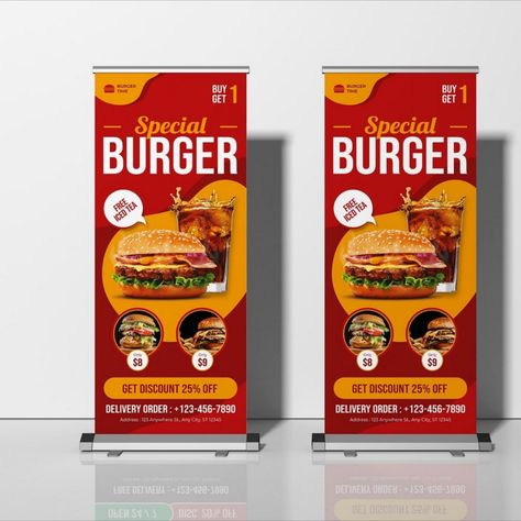 Special Burger Roll Up Banner Corporate Identity Corporate Banner, Roll Banner, Poster Food, Roll Up Banner, Brand Kit, Web Template Design, Web Templates, Corporate Design, Burger King