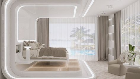 Futuristic Laboratory, Empty Rooms Interior, Villa In Dubai, Dubai Jumeirah, Futuristic Bedroom, Trendy Apartment, Futuristic Interior, Bedroom Master, Modern Masters