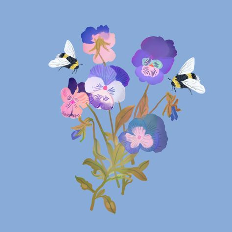 Pansy Flower Aesthetic, Pansy Sketch, Pansies Illustration, Pansy Illustration, Pansy Drawing, Pansies Painting, Pansy Art, Pansies Art, Pansy Tattoo