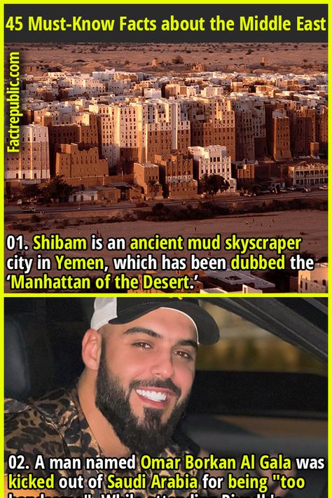 A Guide to 45 Must-Know Facts about the Middle East - Fact Republic Odd Facts, World History Facts, Desert City, Fact Republic, Interesting Facts About World, Ancient Near East, Desert Travel, Crazy Man, Ancient World