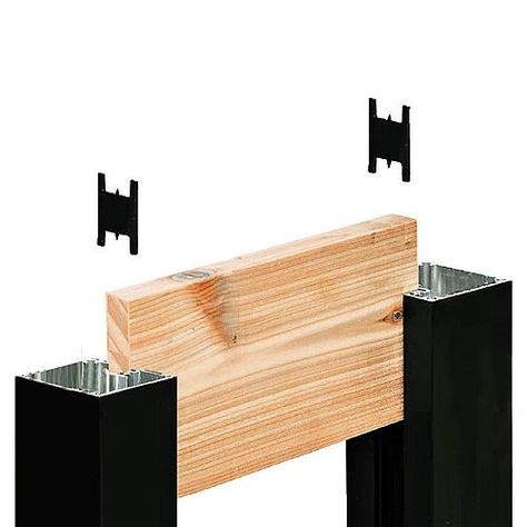 HOFT Kit A4 - One 44 in. End Post (black) & Hardware | The Home Depot Canada Hoft Solutions, Deck Terrace, Metal Fence Gates, Steel Fence Posts, Aluminum Fencing, Gate Kit, Privacy Fence Designs, Covered Patios, Horizontal Fence