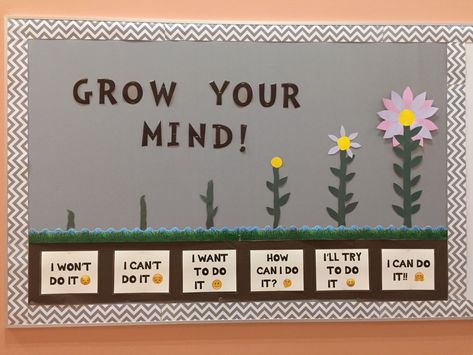 Funny English Bulletin Boards, Therapeutic Bulletin Boards, Grow Through What You Go Through Bulletin Board, Growth Mindset Art Project, Grit Bulletin Board, Counselor Bulletin Boards, School Counseling Bulletin Boards, Counseling Bulletin Boards, Mindset Bulletin Board