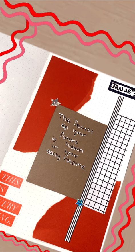 red &brown bullet journal spread Red Journaling Ideas, Red Scrapbook Ideas, Red Journal Ideas, Red Aesthetic Journal, Red Aesthetic Journal Ideas, Journal Red Aesthetic, Red Aesthetic Scrapbook, Red Scrapbook Aesthetic, Red Theme Journal