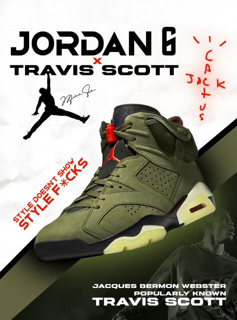 Travis Scott X Air Jordan 6 Medium Olive Air Jordan 6, Extra Mile, Jordan 6, Swag Shoes, Travis Scott, Physical Fitness, Tennis Shoes, Air Jordan, Air Max