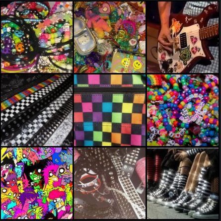 Rainbow Punk Aesthetic, Punk Kandi, Emo Moodboard, Scene Moodboard, 2000s Scene Fashion, 2000s Scene Aesthetic, Alternative Stickers, Scene Belt, Emo Scene Aesthetic