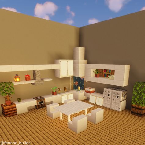 Kitchen Designs Minecraft, Kitchen Decor Minecraft, Easy Minecraft Kitchen Ideas, Minecraft Gaming Room Ideas, Minecraft Decor Ideas Interior Design Kitchen, Minecraft Furniture Ideas Kitchens, Minecraft Building Kitchen, Modern Kitchen Design Minecraft, Mincraft Idea Houses Inside Kitchen