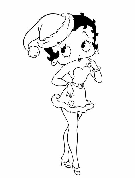 Betty Boop Drawing Easy, Betty Boop Sketch, Betty Boop Coloring Pages, Betty Boop Drawing, Christmas Betty Boop, Betty Boop Christmas, Gangster Drawings, Betty Boop Halloween, Betty Boop Tattoos