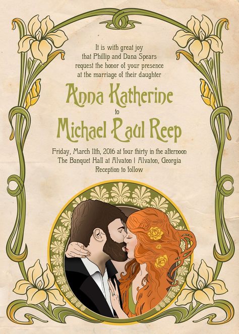 The Art Nouveau wedding: LEGO meets geek meets Southern hospitality | Photography by Wedding Invitations Garden, Art Nouveau Invitation, Art Nouveau Wedding Invitation, Art Nouveau Wedding, Nouveau Wedding, Best Wedding Invitations, Art Nouveau Weddings, Geek Wedding, Garden Wedding Invitations