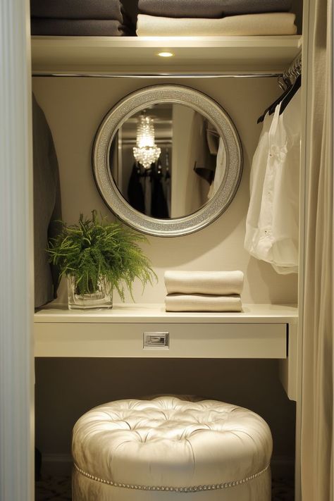 Imagine giving your guests a stylish built-in vanity nook that doubles as storage. Add a small shelf above for extra bedding or a hanging rod for clothes, and you’ve got an organized, functional space. Doesn’t this elegant design turn even a tiny small guest bedroom into something special? Vanity Nook In Bedroom, Vanity Nook, Small Guest Bedroom Ideas, Guest Bedroom Inspiration, Guest Bedroom Ideas, Built In Vanity, Small Guest Bedroom, Small Shelf, Hosting Guests