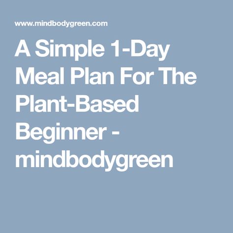 A Simple 1-Day Meal Plan For The Plant-Based Beginner - mindbodygreen Plant Based Diet For Beginners, Easy Protein Sources, Diet Meal Plan For Beginners, Plant Diet, Plant Based Diet Meal Plan, Meal Plan For Beginners, Plant Based Meal Planning, 2023 Recipes, Diet For Beginners